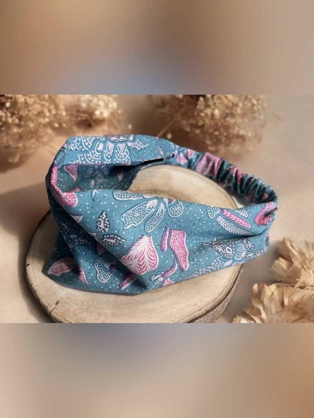 Handmade in France — Indian Printed Cotton Floral Wide Headband - Like New